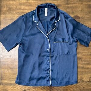 Auden Navy Pajama Top Button Front Sleep Shirt | Small